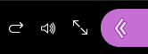 Collaborate playback icons: jump 10s forward, volume, fullscreen, open chat.